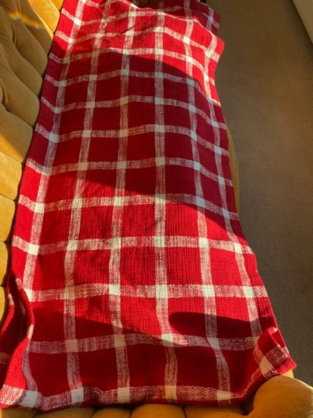 Table Runner, Heavy Cotton, Red and White Gingham, 42